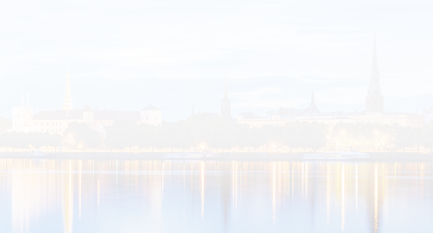 Panorama of the night Riga, Latvia