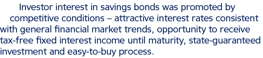 Investor interest in savings bonds was promoted by competitive conditions – attractive interest rates consistent with...