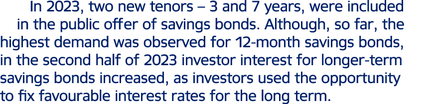 In 2023, two new tenors – 3 and 7 years, were included in the public offer of savings bonds. Although, so far, the hi...