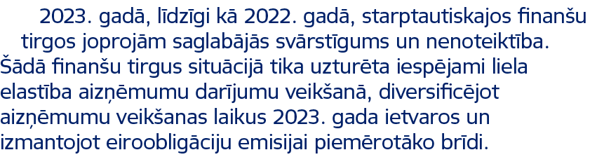 2023. gad , l dz gi k 2022. gad , starptautiskajos finan u tirgos joproj m saglab j s sv rst gums un nenoteikt ba.  ...