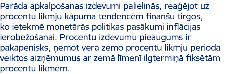 Par da apkalpo anas izdevumi palielin s, rea jot uz procentu likmju k puma tendenc m finan u tirgos, ko ietekm  mone...